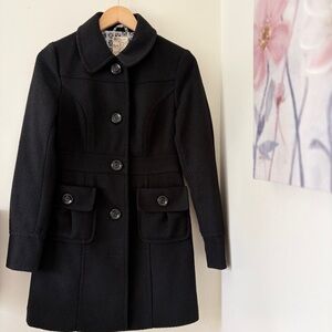 Tulle Black Buttoned Pea Coat